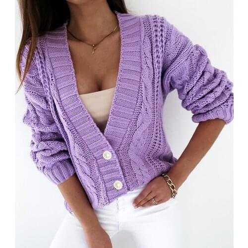 Chifirena Winter Cardigan for women Ladies Sweater Long Sleeve knitted Fall Oversize Jumper Casual Loose Clothes Sweater Coat