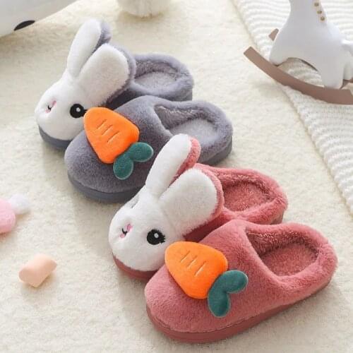 Toddlers winter home slippers plush warm baby shoes funny rabbit plush slides home slippers children shoes
