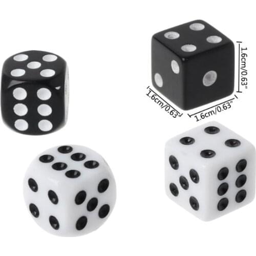 10pcs 16mm Acrylic Dice Black/White 6 Sided Casino Poker Game Bar Party Dice Au20 19 Dropship