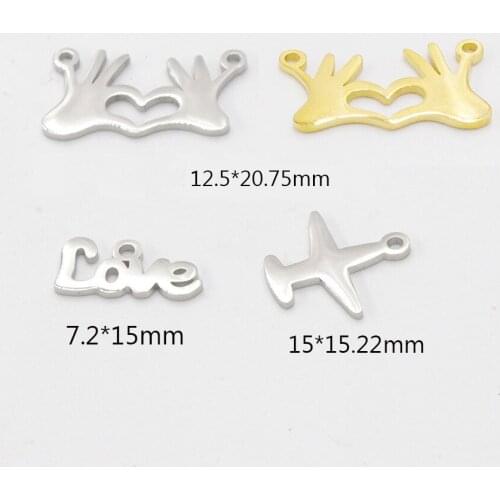 10Pcs Fashion Mirror Ok gesture love plane Charms for jewelry making Accessories DIY Earrings Keychain Necklace Charms
