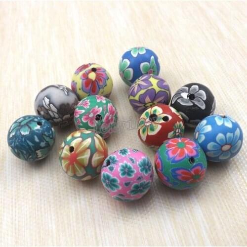 Wholesle 100pcs Mixed Color 20mm Polymer Clay Beads For DIY Free Shipping