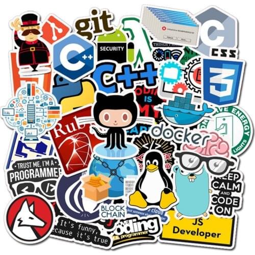 50Pcs Internet New Programming Sticker Pack Geek Php Docker Html Laptop Refrigerator Phone Skateboard Travel Suitcase DIY Waterp