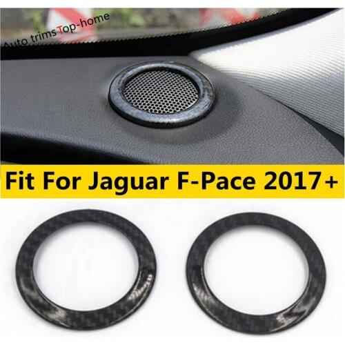 Yimaautotrims Carbon Fiber Look Interior Fit For Jaguar F-Pace 2017 2018 2019 2020 Dashboard Front Stereo Speaker Cover Trim