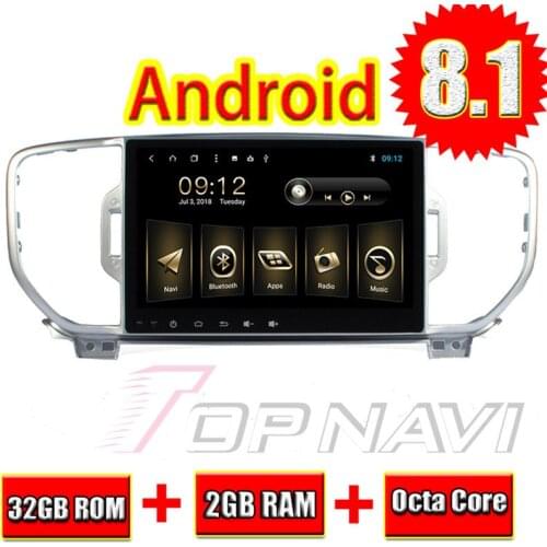 Topnavi 9" Octa Core Android 8.1 Car Multimedia Auto Player for KIA SportageR 2015 Audio Radio Stereo 2DIN GPS Navigation NO DVD