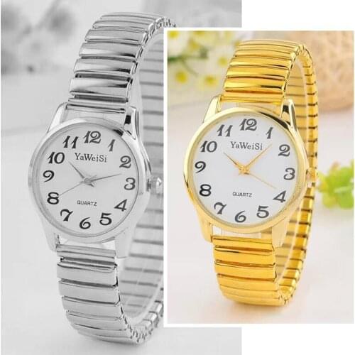 Womens Watch Analog Quartz Dress Stainless Steel Band Fashion Elastic Ladies Watch Telescopic Gift Strap Clock B7Y2