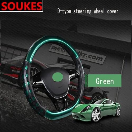 D Shape Genuine Leather Cool Car Steering Wheel Covers For Volvo S60 XC90 V40 V70 V50 V60 S40 S80 XC60 XC70 Nissan Qashqai X-TRA