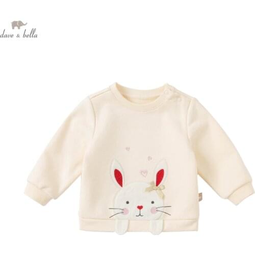 DBS18267 dave bella autumn baby girls cute cartoon T-shirt children tops kids girl fashion tees