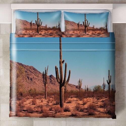 Desert Cactus Natural Forest 3Pcs/Set Cartoon Bedding Set Sheet Children Room Bed Sheet Pillow case Bedding Set