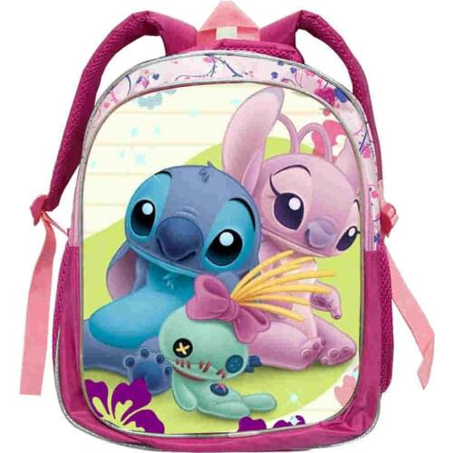 Disney Childrens Schoolbag For Kindergarten School Boys and Girls Cartoon Reduced Ridge Backpack bookbag Stitch Pink Backpack