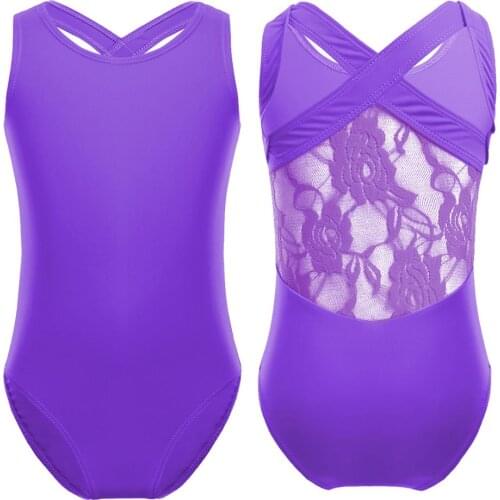 Kids Gymnastics Tank Top Girls Leotards Soft Ballet Clothes Toddler Teenage Sleeveless Cutout Leotards with Wide Cross Strap