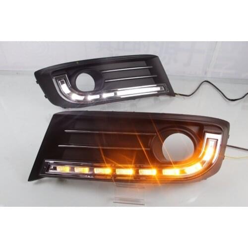 Osmrk led drl daytime running light for Citroen C-Quatre 2014-2016 with moving yellow turn signals