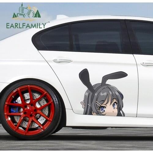 EARLFAMILY 43cm x 40.7cm For Mai Sakurajima Peeker Funny Car Stickers Campervan Decal RV JDM Waterproof Motorcycle Decals