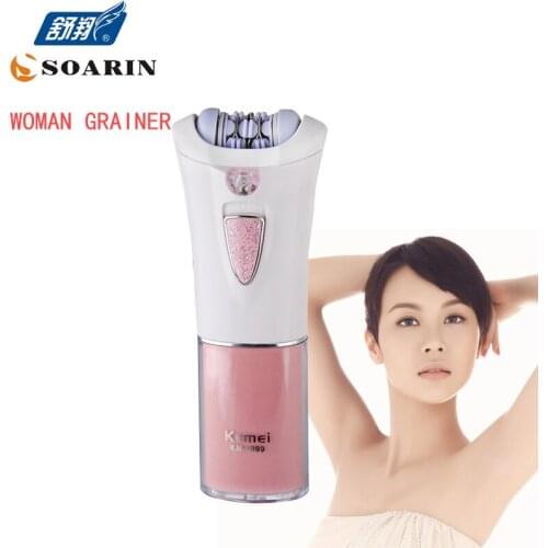 KMEI Women Electric Epilator Hair Removal Pink Depilador Electrico Femenino Dry Batteries Epilator Electric Shaver Bikinis Body