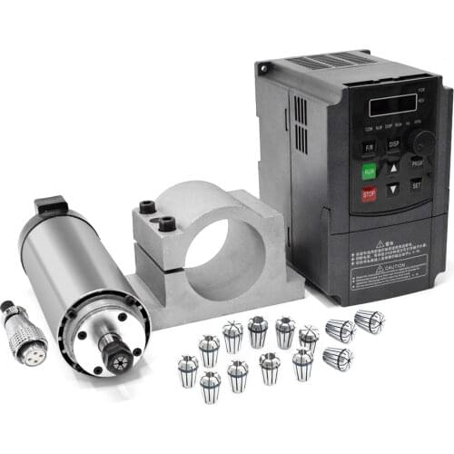 1.5KW Spindle Kit ER11 4pcs bearings 80x195mm Air Cooled Spindle Motor& 1.5kw VFD/ Inverter& 14PCS Collects 1-7mm for CNC Router