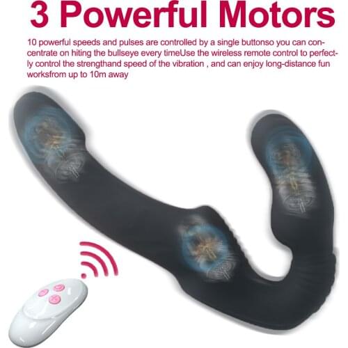 Sex Strapless Strap-on Dildo Vibrators for Women Double-heads Vibrating Penis Lesbian Erotic Toys for Adult Sex Toys for Couples