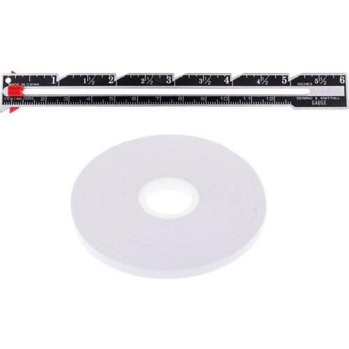 2Pcs Sewing Knitting Gauge Size Measure Ruler with Sliding + 1Pcs Double Sided Tape for Tailor