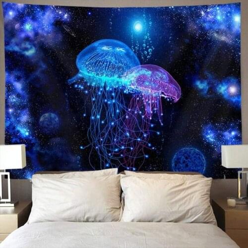 Cosmic galaxy under sea Jellyfish Wall Tapestry Hippie Art Wall Hanging