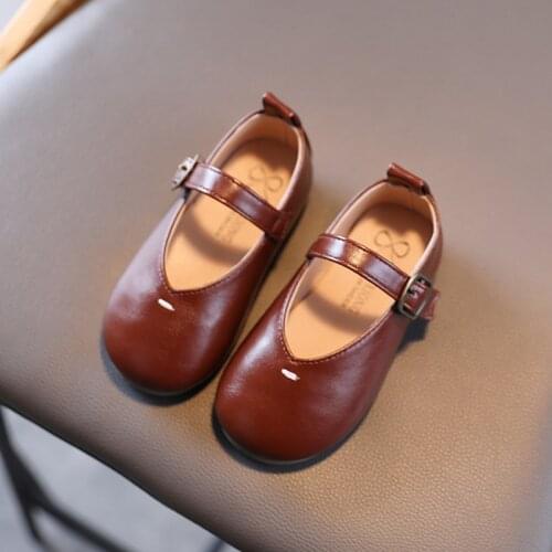 Girls' Leather Shoes New Children Bow Dance Shoes Girls Baby Casual Performance Dress Student Fashion Kids Flats Shoes E516