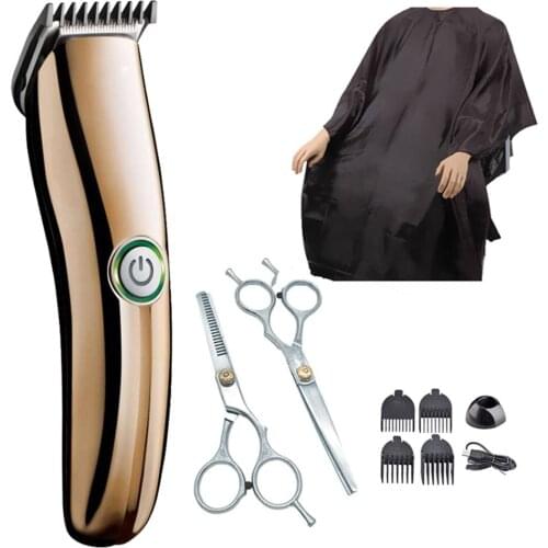 Hair Clipper Set Black Haircut Cloth Scissors Professional Electric Trimmers Rechargeable Shaver Beard Cutting Machine