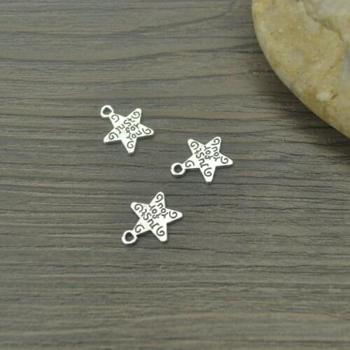 75pcs Charms metal star,Antique Making pendant fit,Vintage Tibetan Silver,jewelry DIY bracelet necklace 14*11mm D763