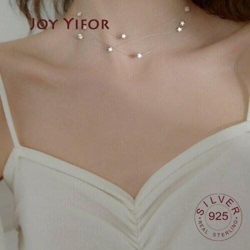 Trendy 925 Sterling Silver O-Chain Necklace for women stars Zircon Necklace For lady Women Gift Summer Fashion fine Jewelry