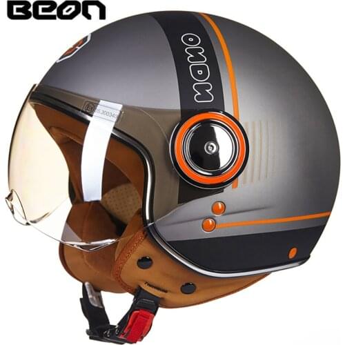 BEON Motorcycle Helmet Chopper 3/4 Open Face Vintage Moto Helmet Moto Casque Casco Capacete Scooter Motorbike Helmet Men Women