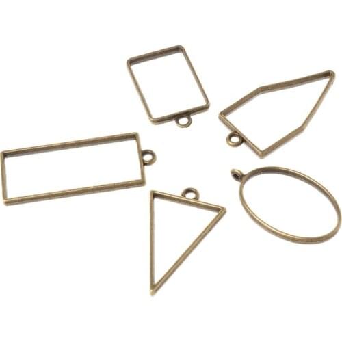 14Pcs Geometric Shape Metal Frame Set DIY Epoxy Resin UV Crystal Silicone Molds Jewelry Pendant Making 40GB