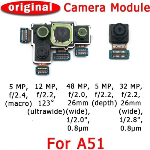 Original Front and Rear Back Camera For Samsung Galaxy A51 A515 Main Facing Camera Module Flex Cable Replacement Spare Parts