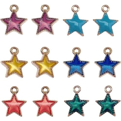 Peixin 15mm*13mm Hot Multi-color Star Pendant Creative Multi-Purpose Pendant Lovely Cartoon Accessories Alloy Material Wholesale