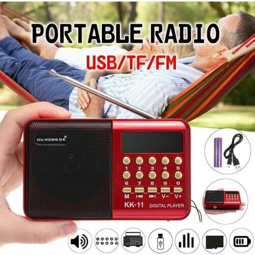 OOTDTY Mini Portable Handheld K11 Radio Multifunctional Rechargeable Digital FM USB TF MP3 Player Speaker Devices Supplies