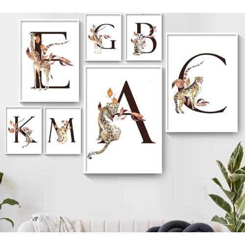 Self-adhesive Wall Stickers Letter Combination Animal Leaves Vintage Art Nordic Poster Wall Picture Room Decor Can be Customized