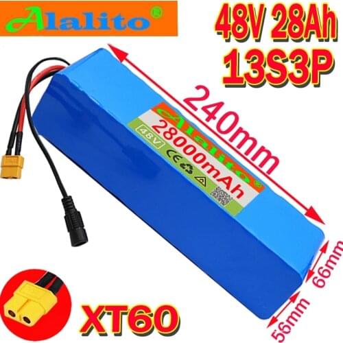 XT60 plug 48v lithium Li-ion battery 48v 28Ah 1000w 13S3P li-ion Battery Pack 54.6v E-bike Electric bicycle Scooter with BMS