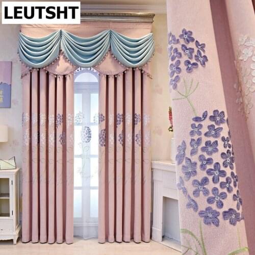 European Style Curtains for Living Room Bedroom Embroidered Modern Flower Embroidery Curtains Finished Product Customization