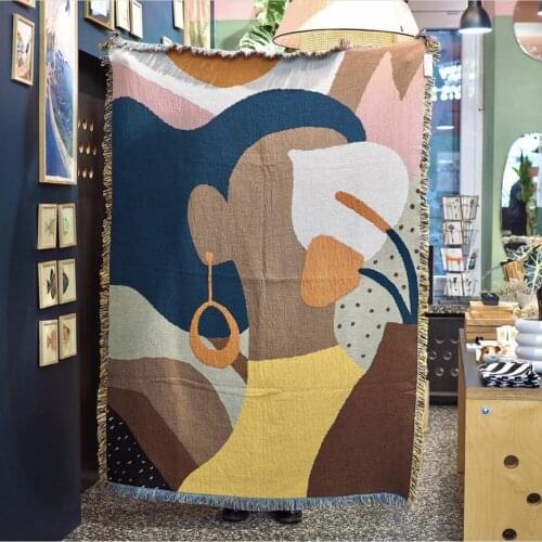 Nordic Turkish Earring Girl Throw Blanket Background Wall Tapestry Sofa Covers Dust Cover Mat