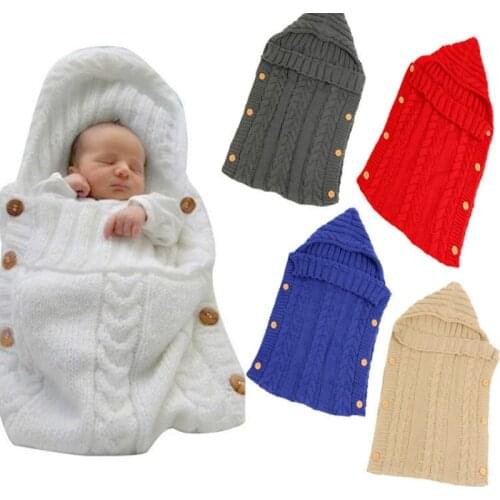 Baby Sleeping Bag Envelope Winter Kids Sleepsack Footmuff For Stroller Knitted Sleep Sack Newborn Swaddle Knit Wool Slaapzak