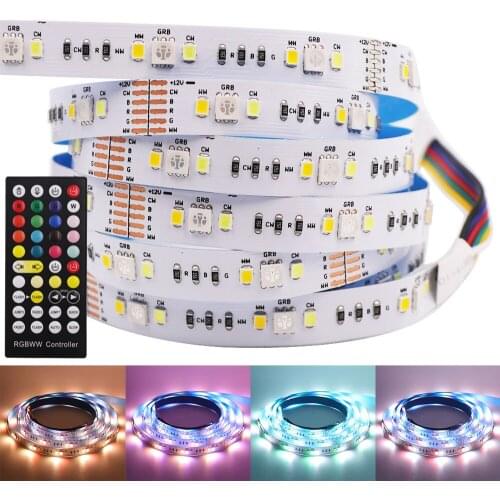 DC12V LED Strip 90LEDs/m RGB+ +White+Warm White IP21 IP65 Waterproof 2835 5050 Flexible LED Lights 5m/lot