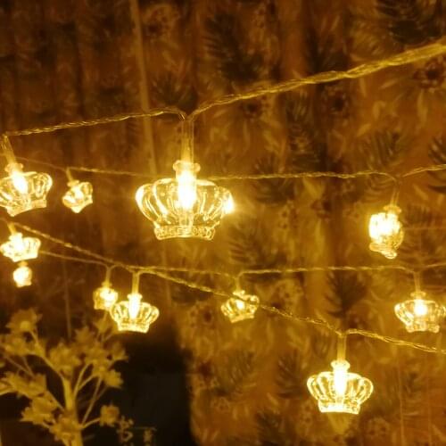 Crown Lights String LED Twinkle Christmas Light Fairy Galand Battery 220V Power Bedroom Birthday Party Xmas Wedding Decoration