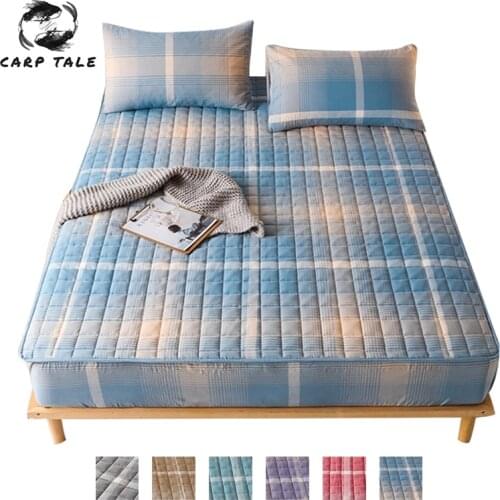Thickened Quilted Mattress Cover Cotton Mattress Protector Soft Anti-mite Mattress Topper Hypoallergenic Air-Permeable Bed Cover