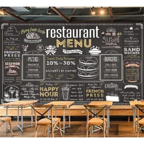 Vintage Menu Bill Wallpaper Mural for Coffee Cafe Restaurant Hotel Background 3D Wall Mural Wall paper Sticker