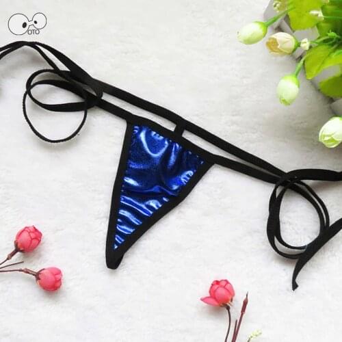 Womens Mini Micro Metallic Bikini Bottom Free Tied Beachwear G String Shiny Swimwear T-Back Sexy Bathing Suit Panties Clubwear