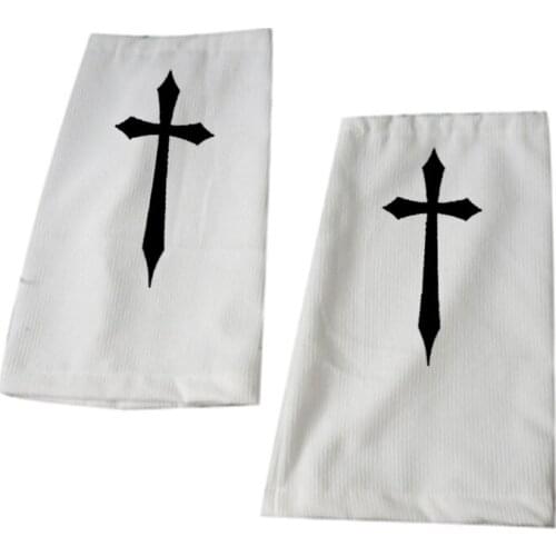 066C Women Gothic Punk Calf-Length Socks Harajuku Cross Sword Print Lolita Leg Warmer