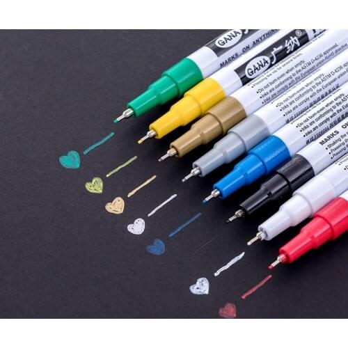 8 Colors/set Metallic Marker 0.7mm Extra Fine Point Paint Marker Non-toxic Permanent Marker Pen DIY Art Marker set