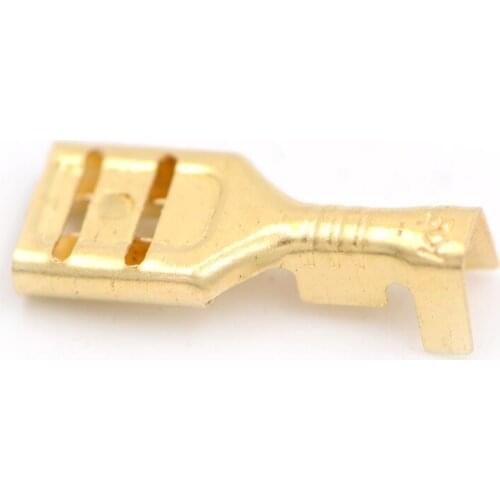 100pcs Gold Brass Female Crimp Terminal Connector 4.8mm/6.3mm Electric Wire Connectors Set For Car Speaker
