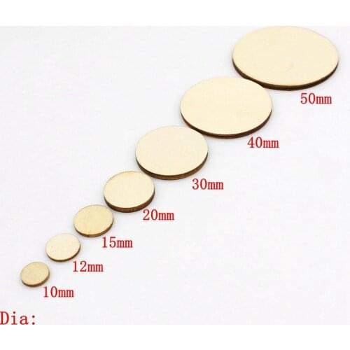 15/100pcs 10-50mm Natural Round Shape Wood Chip Unfinished Wood chips DIY Handmake Wooden Craft Wedding Home Decor Supplies