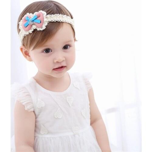 2017 Fashion Girl Headwear Cloth Lace Soft Kids Hair Band Flower Big Bow Elastic Head Wrap Band Bow Knot Kids Head Accessories