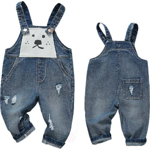 2021 Spring Autumn Children Clothes Baby Boys Girls Cartoon Denim Pants overalls Infant Outfit Kids Bear Fashion Toddler Casual