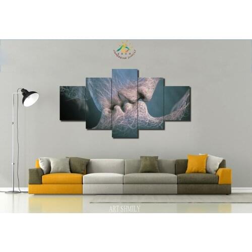 3-4-5 Pieces Abstract Kissing Figures Pictures Modern Wall Art Painting HD Printed On Canvas Home Decor Wall Art Pictures