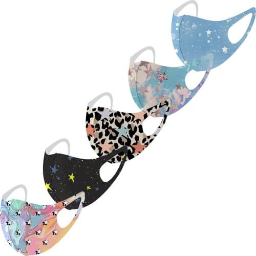 5pcs Adult Face Mask Five-pointed Star Ice Silk Masks Mascarillas Mondkapje Masque Halloween Cosplay Маска Для Лица Mascara