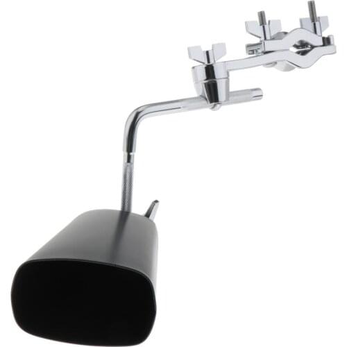 6 Inch Cowbell for Drumset with Mounting Bracket, Metal Black Finish Cow Bell Noise Maker