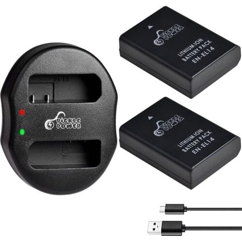 2pcs EN-EL14 EN EL14 Battery & Dual Charger for Nikon D3100 D3200 D3300 D3400 D3500 D5100 D5200 D5300 D5500 D5600 P7100 Bateria